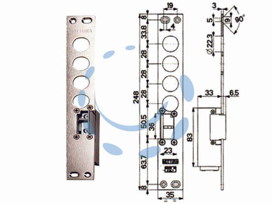 Contropiastre elettriche 94077/28 - DX (94077D028N) - contropiastre nichelate con leva di sbloccaggio per disinnesto temporaneo (fermo a giorno), congegno automatico antichiusura ...