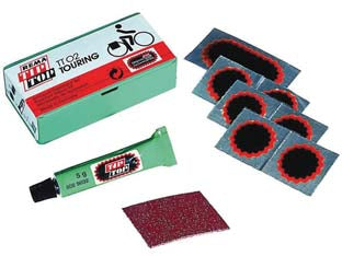 Kit riparazione bici tt 02 - kit riparazione biciclette composto da: pz.6 pezze F 1 ø mm.25, pz.1 pezza  a F 2 mm.50x25, pz.1 tubetto mastica SVS-VULC gr....