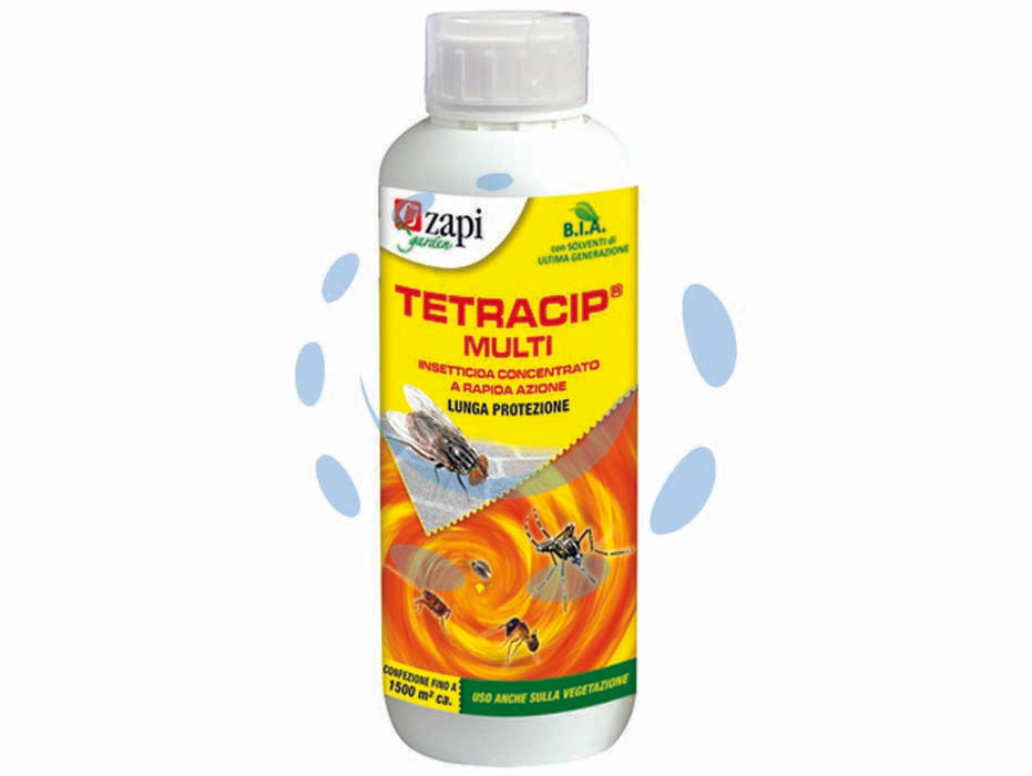 Insetticida tetracip multi - ml.1000 in flacone - contiene Cipermetrina, Tetrametrina, Piperonilbutossido, emulzione liquida concentrata, azione abbattente e moderatamente res...