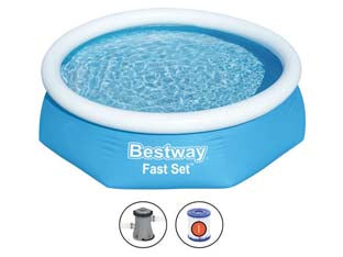 Piscina fast set autoportante tonda cm.244x61h. - kg.9,38 - lt.1880 - filtro cartuccia (art.57450) - contiene:una piscina, pompa filtro 58381 (1.249 L/h) compatibile con cartuccia 58093