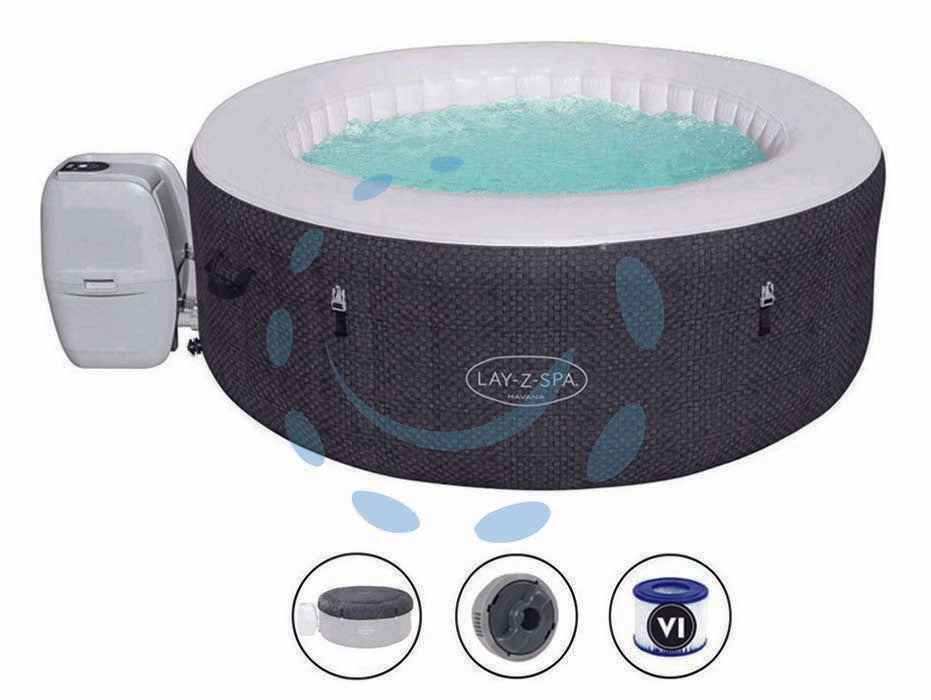 Piscina idromassaggio lay-z spa havana airjet cm.180x66h. - ø cm.180x66h. - (art.60035) - con liner della Spa gonfiabile, pompa con funzione di riscaldatore, di filtrazione dell'acqua e massaggio ad aria AirJet, una...