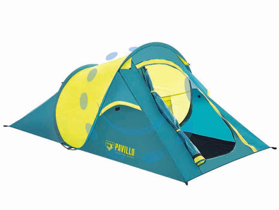 Tenda da campeggio cool quick2 pop up 2 posti - cm.220x120x90h. - peso kg.1,42 (art.68097) - monostrato poliestere 180T, protezione acqua Pa1500Mm, protezione terra 100G/M2 Pe, con rete antinsetto e due tasche interne,...