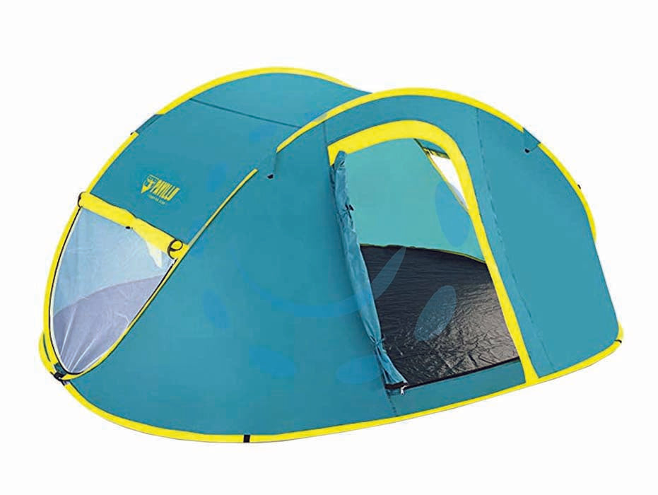 Tenda da campeggio cool mount4 pop up 4 posti - cm.240x210x100h. - peso kg.2,35 (art.68087) - monostrato poliestere 190T, tessuto ritardante incendio, protezione acqua Pu2000Mm, protezione terra 120G/M2 Pe, con rete ant...