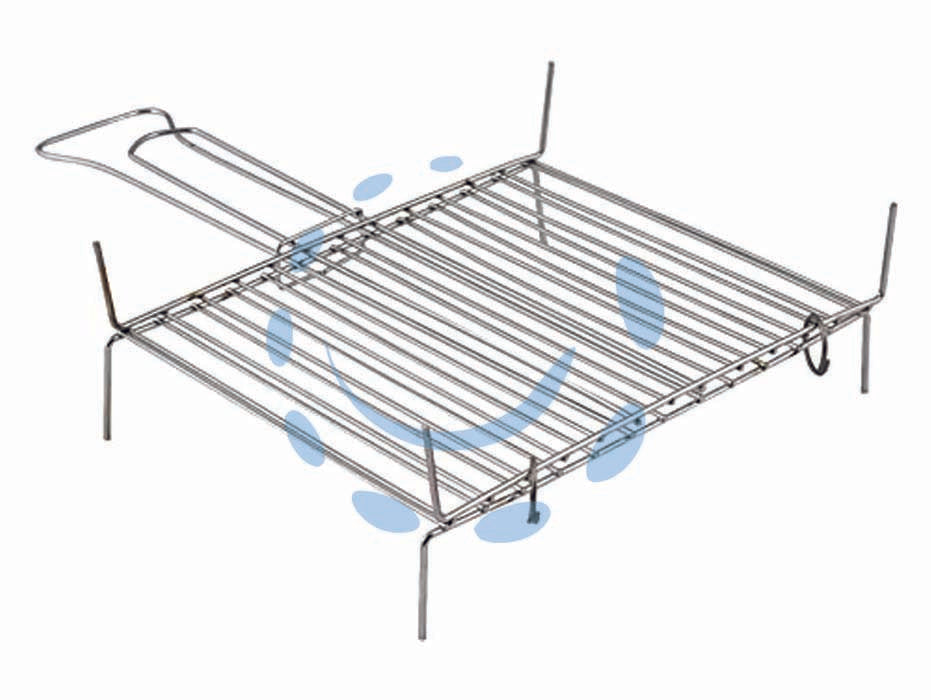 Griglia doppia a barre verticali - cm.25x25 -11 barre - griglia doppia in acciaio cromato, impugnatura superiore e inferiore, con piedini superiori e inferiori