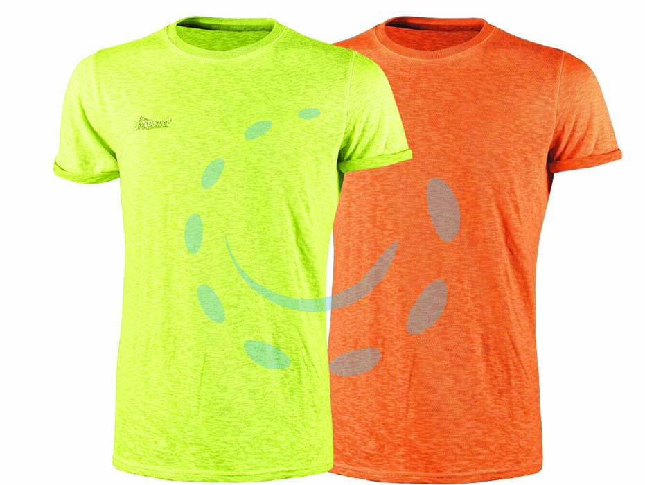 T-shirt fluo manica corta - tg.XL - yellow - 100% cotone - T-Shirt Slim-Fit con girocollo a coste, logo ricamato tono su tono, tessuto di alta qualità in cotone con filato (cotone fiam...