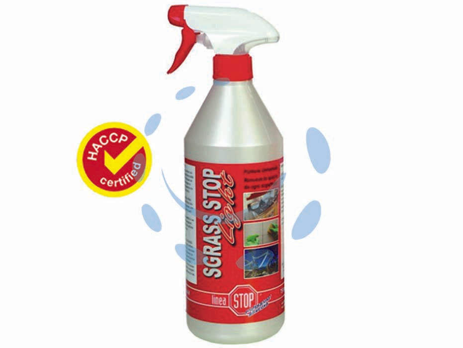 Sgrass stop light detergente sgrassante - ml.750 in flacone spray - prodotto conforme alle norme di igiene HACCP Regolamento CE 852/04 CE 853/04, detergente professionale ad alto potere sgrassa...