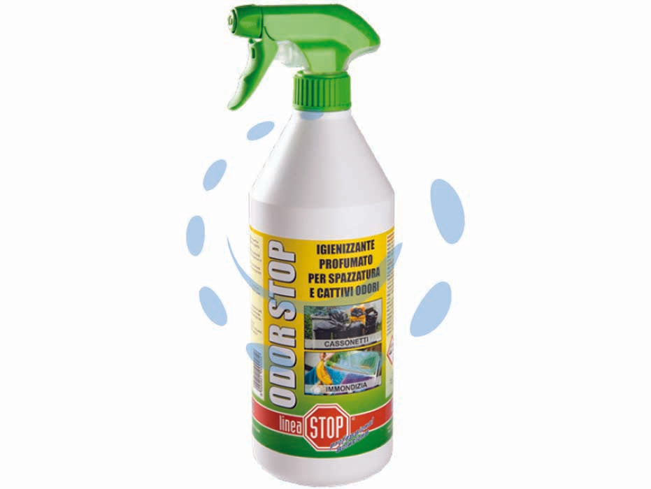 Odor stop detergente igienizzante specifico per cattivi odori - ml.750 inflacone spray - detergente igienizzante profumato specifico per spazzatura e cattivi odori, pulisce a fondo ogni tipo di superficie dura come...