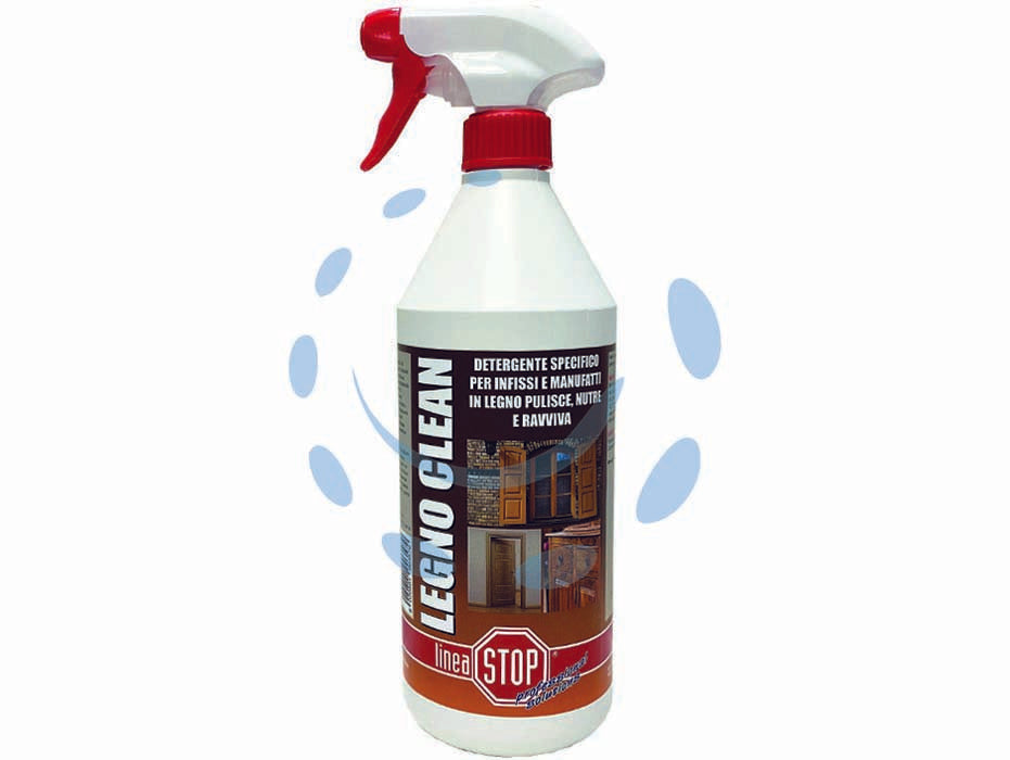 Legno clean detergente specifico per la pulizia di infissi in legno - ml.750 in flacone spray - detergente specifico per la pulizia e la cura di infissi e manufatti in legno come porte, finestre, tavoli, mobili, scrivanie...