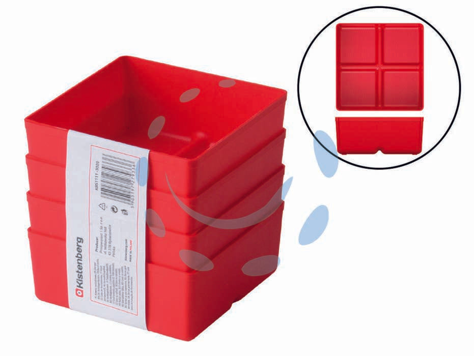 Valigia portaminuteria unite set pezzi 4 - mm.110x110x50h. art.KBS115 - struttura polipropilene, utilizzo valigette portaminuteria e portautensili, colore rosso