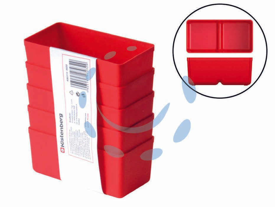 Vaschetta portaminuteria unite set pezzi 5 kbs115 - mm.110x55x55h. - struttura polipropilene, utilizzo valigette portaminuteria e portautensili, colore rosso