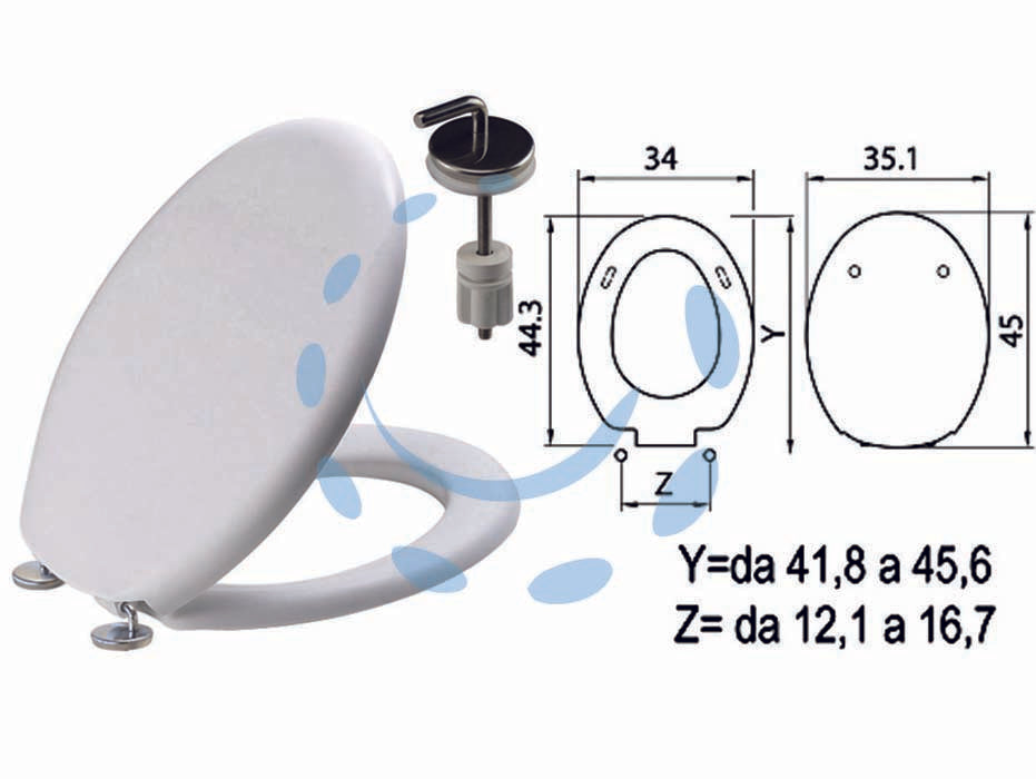 Sedile wc in termoindurente tango bianco cerniere inox h057 - sedile wc in termoindurente con forma dedicata al modello Ellisse Ideal Standard, colore bianco brillante e inalterato nel te...