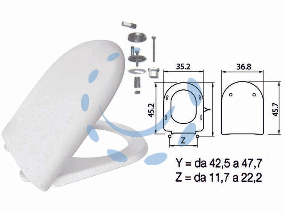 Sedile wc in termoindurente luna 2 bianco cerniere inox h050 - sedile wc in termoindurente con forma dedicata, colore bianco, brillante e inalterato nel tempo, resistente ai graffi e alla ...