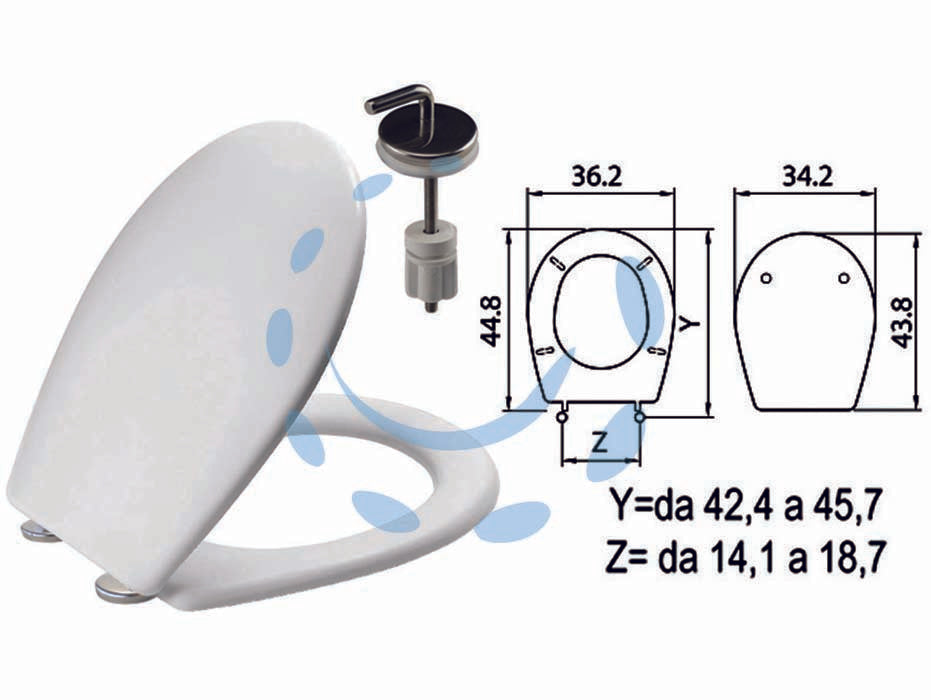 Sedile wc in termoindurente sebino bianco cerniere inox h057 - sedile wc in termoindurente con forma universale, colore bianco brillante e inalterato nel tempo, resistente ai graffi e alla...