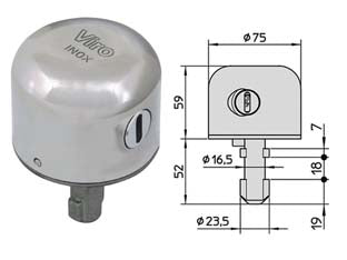 Lucchetto bloccaserranda cuffia in acciaio inox 4221.500 - (4221.500) - corpo e perno di bloccaggio in acciaio massiccio zincato, cuffia in acciaio inox lucidato, cilindro in ottone a 7 pistoncini,...