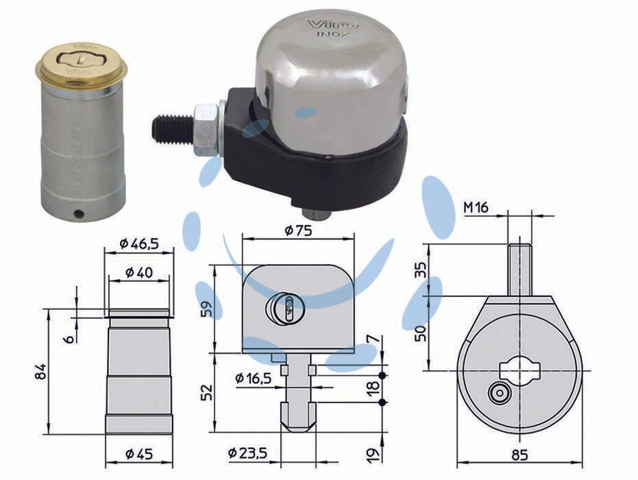 Lucchetto bloccaserranda completo cuffia in acciaio inox 4221 - (4221) - corpo e perno di bloccaggio in acciaio massiccio zincato, cuffia in acciaio inox lucidato, cilindro in ottone a 7 pistoncini,...