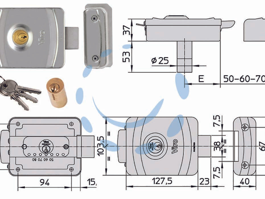 Elettroserratura per cancelli con cilindro tondo 9083 - mm.50/80 DX/SX (9083) - elettroserratura 12V in acciaio zincato con installazione verticale o orizzontale, catenaccio rotante a doppia tenuta e di el...