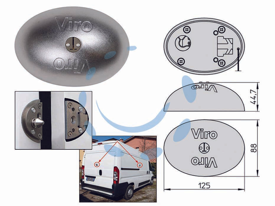 Lucchetto van lock per camion e furgoni in acciaio inox 4222 - coppia con cifratura KA (4222.4222) - lucchetto in acciaio inox elettrolucidato di forma ellittica privo di spigoli, il lucchetto si aggancia ad incastro sulla pia...