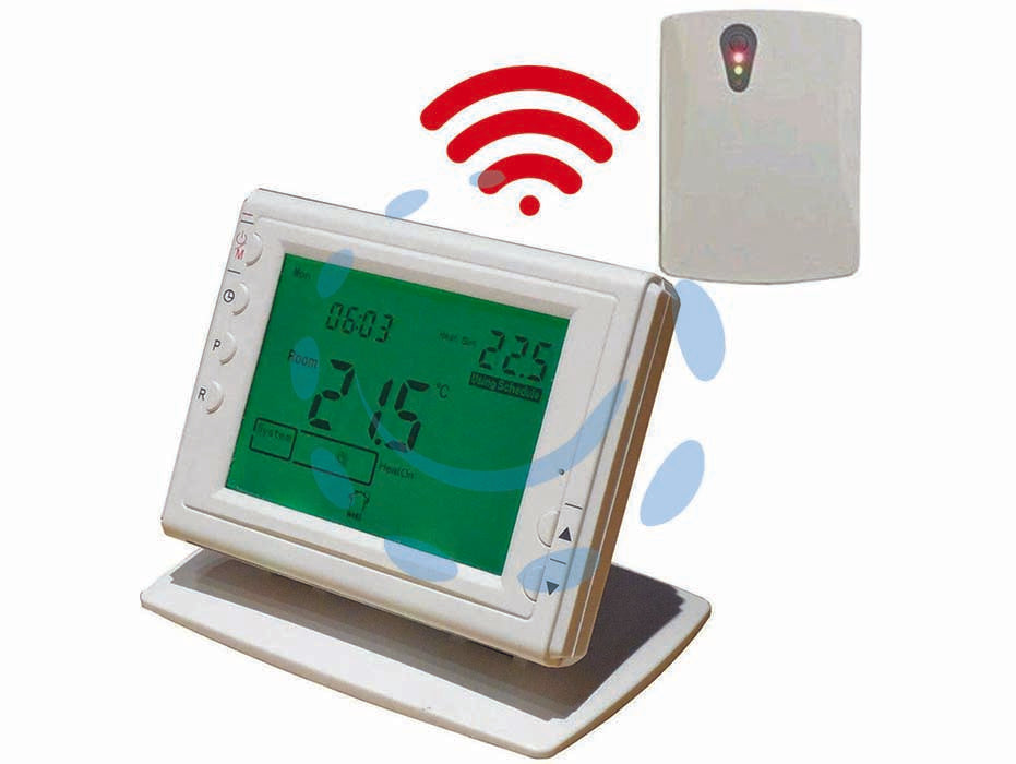 Cronotermostato digitale wireless - display 3,8', programmazione automatica giornaliera e settimanale, programmazione manuale temporanea e permanente, retroillum...