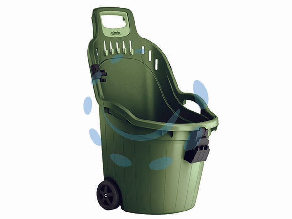 Carriola multiuso helpy cart verde lt.50 - cm.59,5x53x88,5h. - lt.50 - completa di fermascopa, porta attrezzi convertibile in piedistallo e maniglie laterali di sollevamento, ideale per raccoglier...