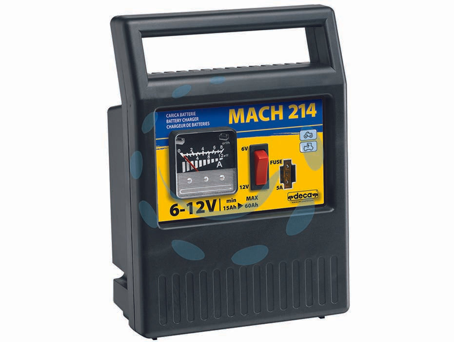 Caricabatteria portatili mach 214 6-12v 15-60ah - alimentazione 230V, potenza 50W, tensione di carica 6-12V, corrente di carica efficace 4A, capacità batteria 15/60Ah min/max,...