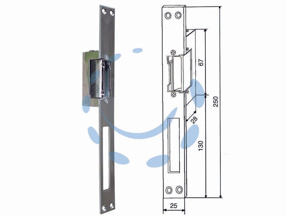 Incontri elettrici scrocco reversibile 9520 - frontale lungo - scrocco reversibile, con fermo a giorno, precarica 120N, resistenza 4000N, durata 200.000 cicli, frontale in acciaio inox, te...