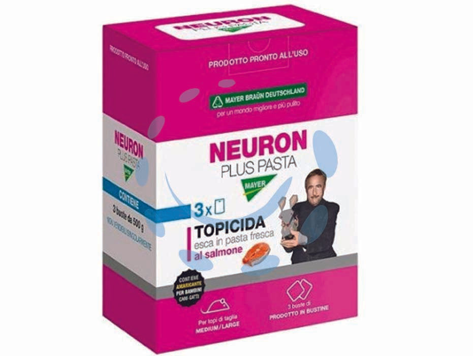 Topicida neuron plus pasta tris - gr.1500 in scatola 3 bustine da gr.500 - briochina speciale in bustina adatta a far fronte all’inappetenza del topo grazie all’impiego di salmone fresco estremamente ...