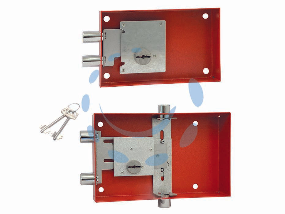 Serratura con chiave a doppia mappa per cassaforte - x mod.800A,801A,801PA - 2 pist. lat. 135x105x33 - in dotazione 2 chiavi