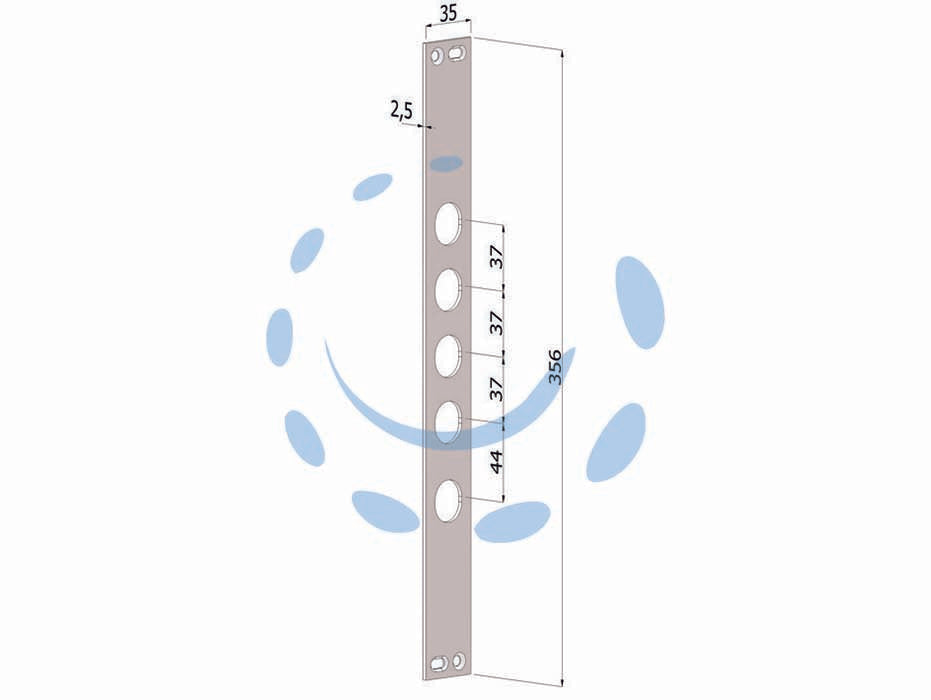 Contropiastra p/serrature porte blindate in acciaio inox int.37 cp2530 - (CP2530XAI37) - in acciaio inox, adatta per serrature per porte blindate art.253, 263, 268, 273, mm.35x356x3