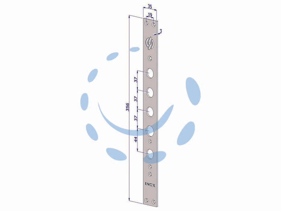 Frontale p/serrature porte blindate in acciaio inox int.37 fr2530 - (FR2530XAI37) - in acciaio inox, adatto per serrature per porte blindate art.253, 263, 268, 273, mm.35x356x3