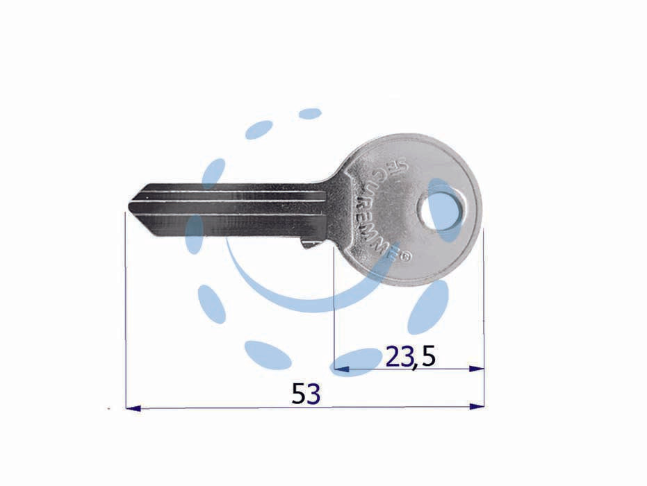 Chiave grezza per serrature serranda/garage - (0C22XNISBOZ) - chiave grezza in ottone nichelato per serrature 2260/2275/2280/2285/2290 da serranda/garage