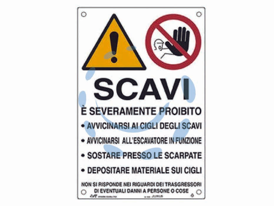 Cartello scavi pericoloso avvicinarsi - cm.50x70h. - in polipropilene polionda