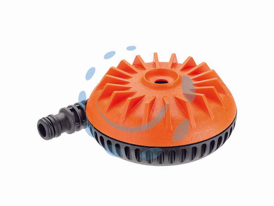 Irrigatore base turbospruzzo in blister 8658 - Irrigatore statico per irrigazione di superificie. Di disegno filante e compatto per un facile spostamento sul prato. Irrigat...