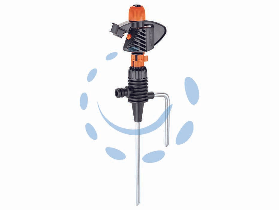 Irrigatore settori impact spike in blister 8707 - Irrigatore a battente per irrigazione di superficie. Testina per irrigazione a settori da 0° a 360° oppure a rotazione contin...