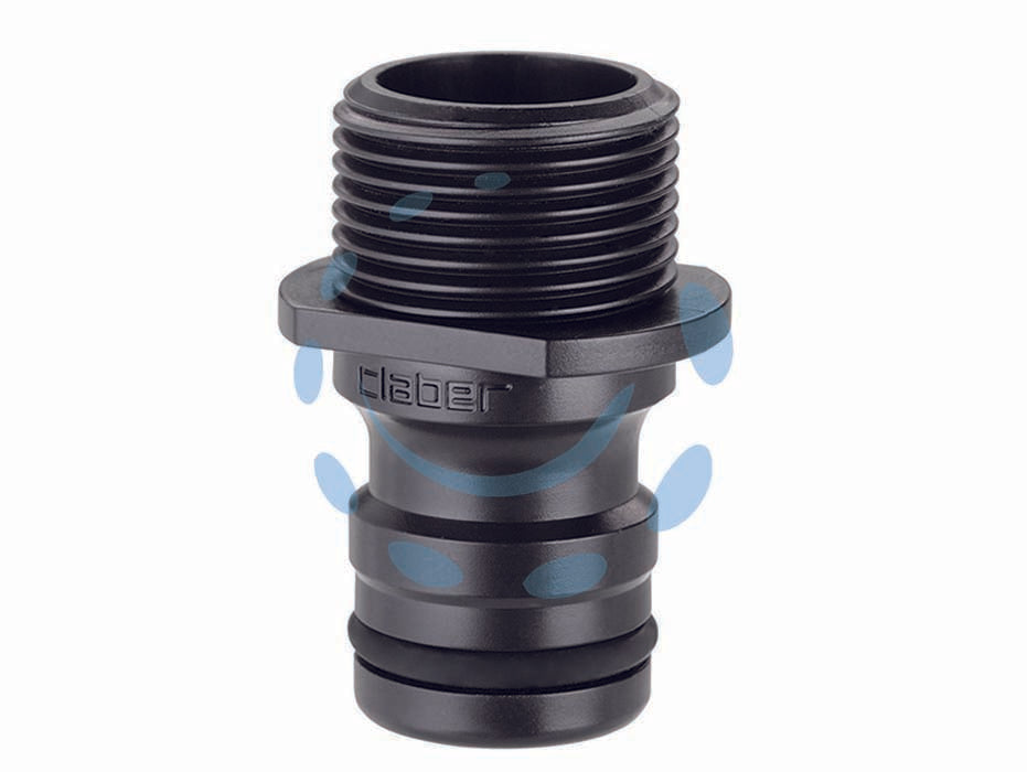 Adattatore m 3/4” aquamaster max-flow in blister 9642 - Presa filettata per collegare al sistema Claber Max-Flow qualsiasi accessorio con filettatura F 3/4' (20-27 mm).