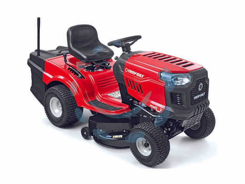 Trattorino a scoppio 8,1 kw taglio cm.92 pony 92t-r con raccolta - motore TROY-BILT monocilindrico, potenza nominale 8,1 kW, 2.700 min, cilindrata 439 cm3, trasmissione Transmatic, capacità se...