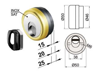 Defender magnetico mag monolito antiacido mr500 ottonato lucido - ø mm.50x15h. 5 chiavi compatibile serr. Cipierre - in acciaio ottonato lucido, interasse mm.38, bocchetta in acciaio inox, bocchetta KT5238-39-40 (non inclusa)