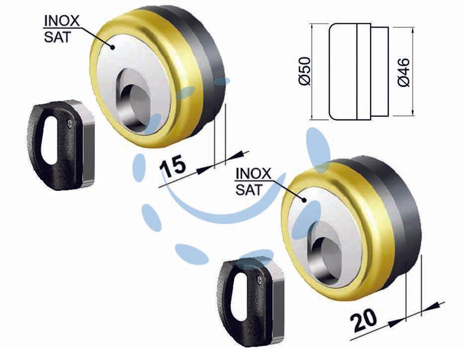 Defender magnetico mag monolito antiacido mr500 - mm.69X85X15h. compatibile con serrature Cipierre - in acciaio ottonato lucido, dotato di 3 chiavi magnetiche, bocchetta in acciaio inox, bocchetta KT5238-9 (non inclusa)