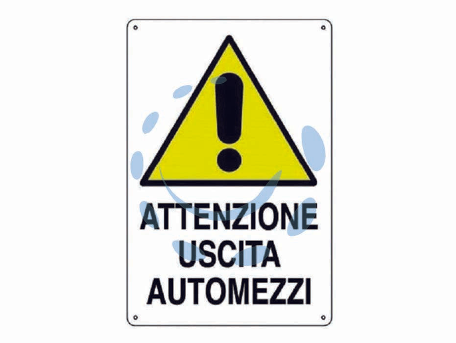 Cartello attenzione uscita automezzi - cm.50x70h. - in polipropilene polionda