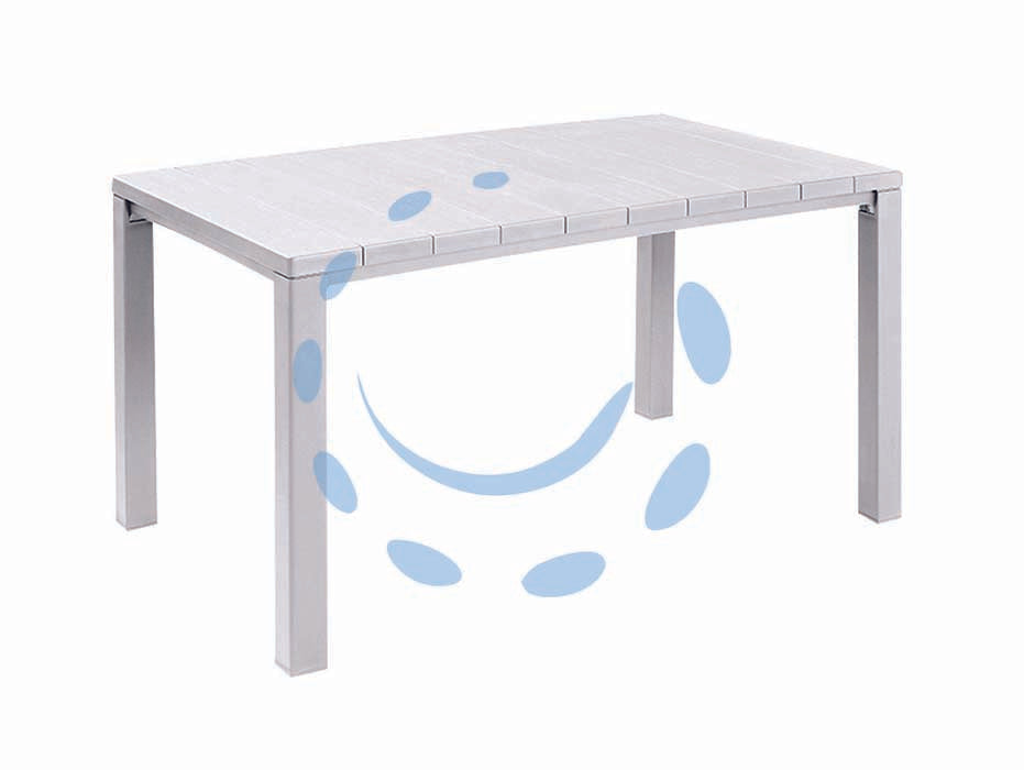 Tavolo da giardino julie woodlook bianco cm.147x90x75h - cm.147x90x75h - tavolo dal design lineare con rinforzi interni in metallo e con predisposizione per ombrellone, adatto per 6 persone, realizz...