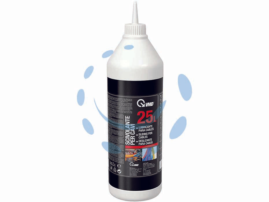 Lubrificante passacavi liquido lt.1 25 l - lt.1 in flacone - lubrificante a base di acqua, risolve qualsiasi problema di attrito che si genera nell’inserire e nello sfilare cavi, è consi...