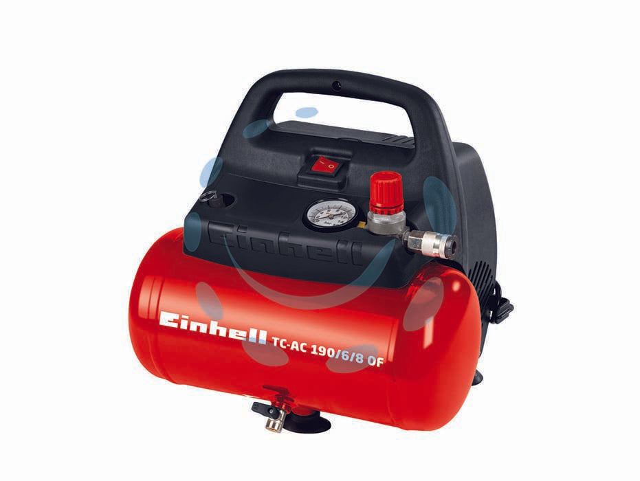 Compressore lubrificato a olio lt.6 1100w (tc-ac 190/6/8 of) - 1100w di potenza, tensione 230v / 50Hz, 1500w 1.5 ps 15 minuti potenza max motore S2, numero giri motore 15.000 al minuto, ...