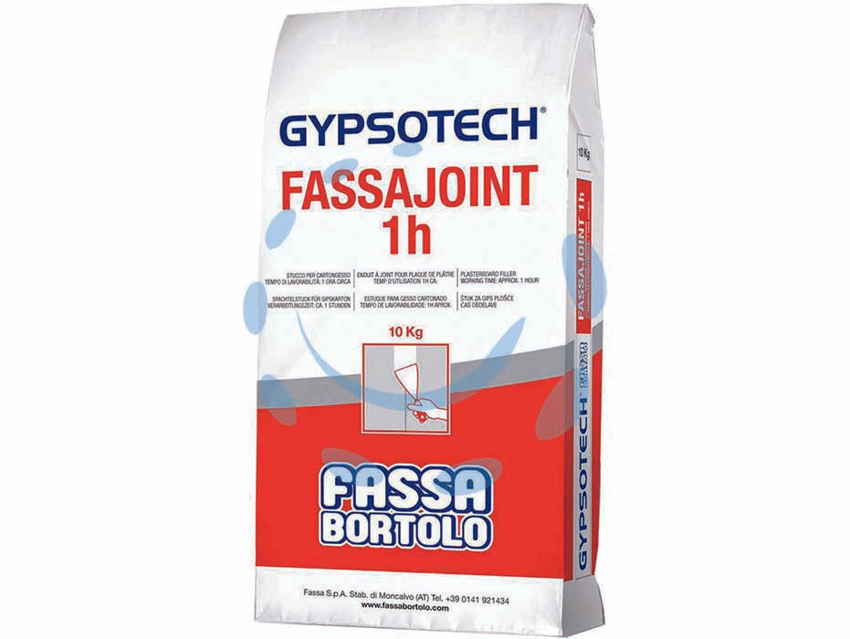 Fassa fassajoint h1 stucco per cartongesso in polvere - kg.5 in sacco - stucco in polvere premiscelato composto da gesso, farina di roccia ed additivi specifici per migliorare la lavorazione e l'ad...