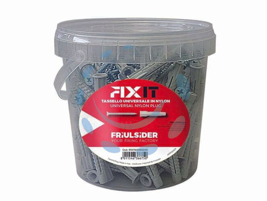 Tassello in nylon con vite tsp truciolare promopack fixit - ø mm.6x33 con vite TSP mm.4x40 secchiello pz.300 - fornito con vite per truciolare testa svasata piana