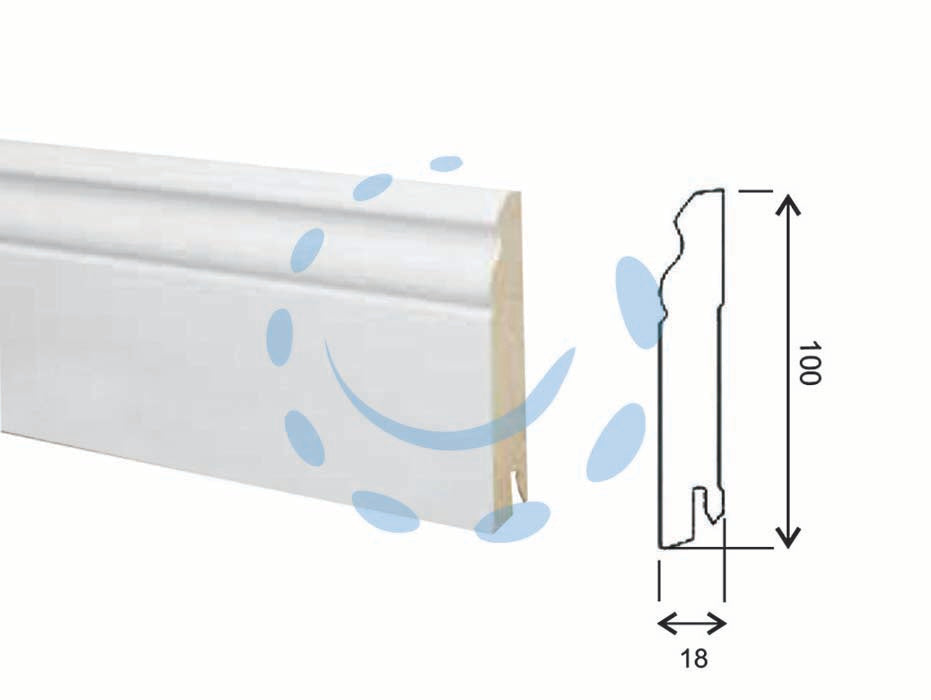 Battiscopa barocco in mdf bianco - mm.18x100x2400 - Nessuna Descrizione per questo prodotto