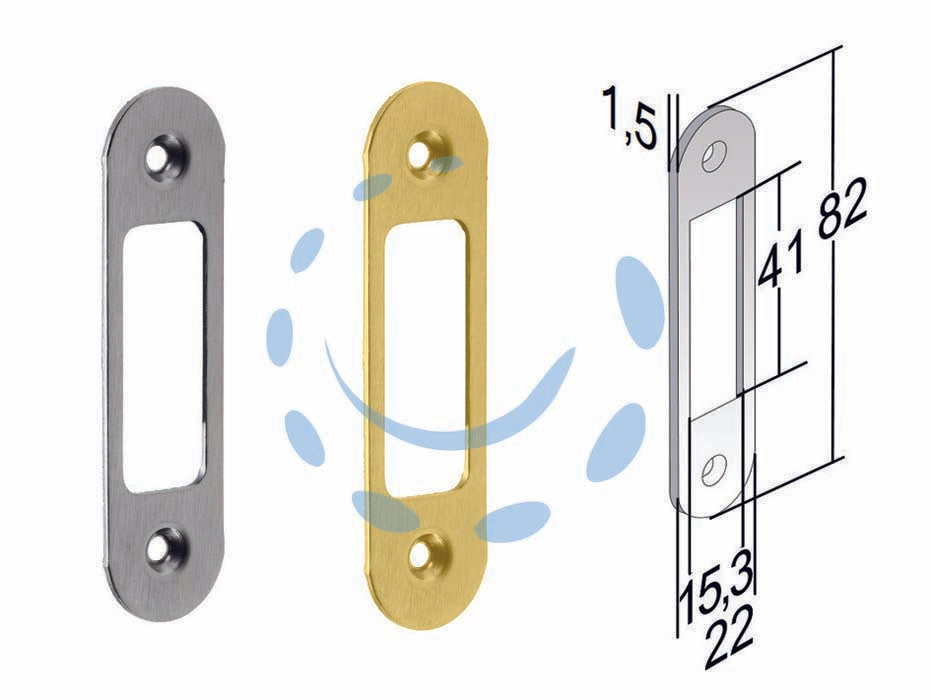 Contropiastra regolabile g188 bordo tondo per serratura bitter - mm.82x22 bordo tondo ottone lucido verniciato - per pozzetto 709
