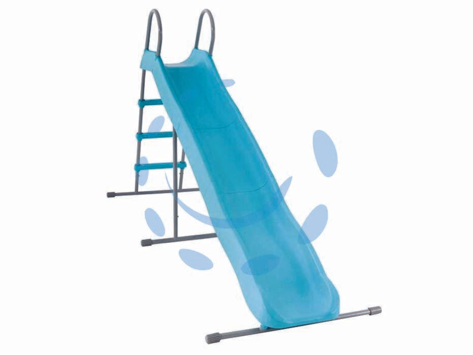 Scivolo per bambini 3-10 anni azzurro cm.251x84x147h. - cm.251x84x147h. - peso kg.23,8 (44107) - scivolo composto da 3 robusti pezzi di plastica, telaio robusto in acciaio, scalini durevoli, design curvo, tubo acciaio diam...