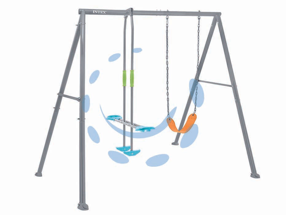 Altalena per bambini 2 giochi 3-10 anni cm.251x254x211h. - cm.251x254x211h. - peso kg.28,6 (44122) - 1 altalena con seduta flessibile e catena aggiustabile in altezza, 1 altalena glinder con ancore ai piedi per maggiore stabil...