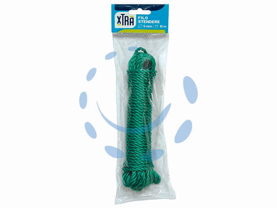 Filo stendere colorato - lunghezza mt.10 - diametro mm.5, esterno ed interno in nylon, colore verde