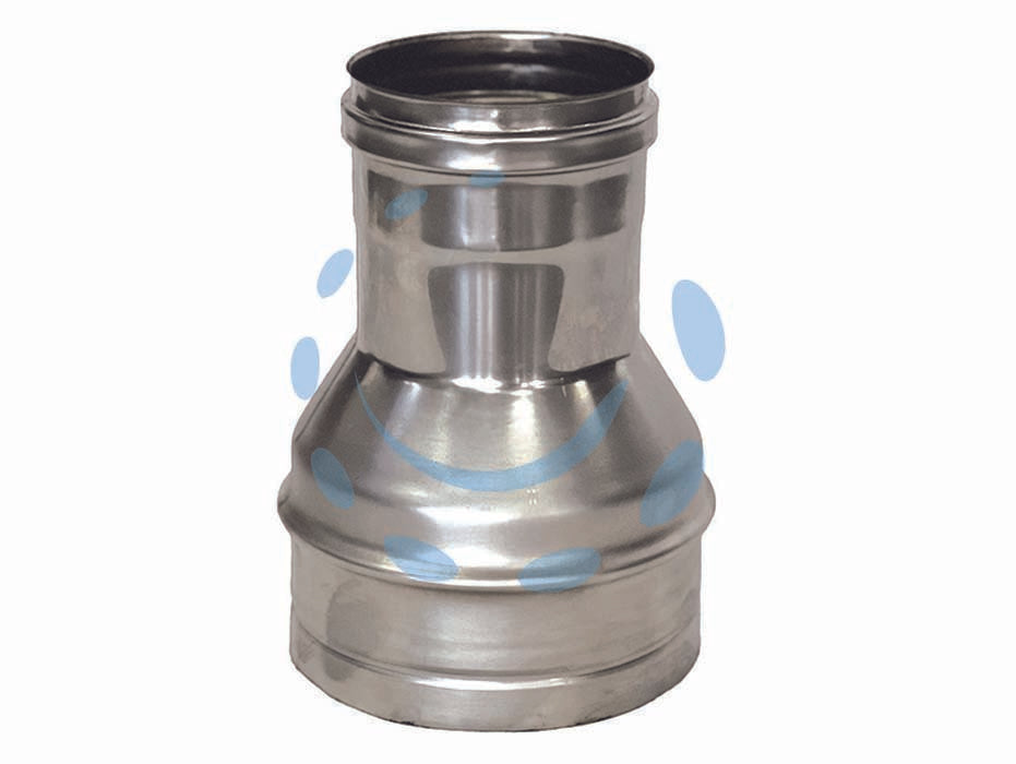 Riduzione per tubo acciaio inox aisi 304 f/m monoparete spess. mm.0,5 - F ø mm.100 M ø mm.80 - in acciaio inox AISI 304, spessore mm.0,5