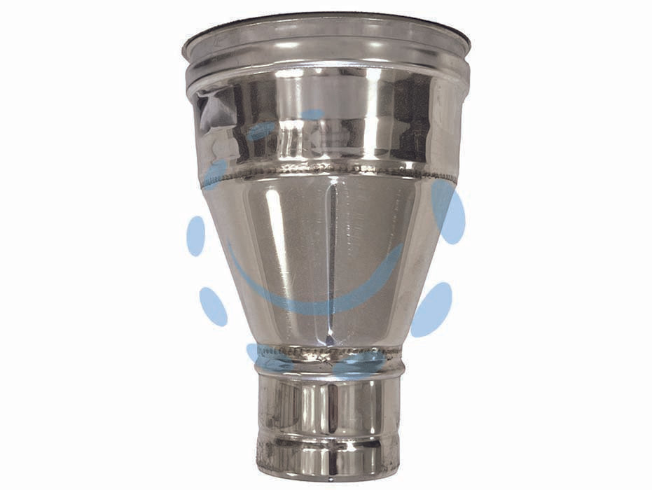 Aumento per tubo acciaio inox aisi 304 f/m monoparete spessore mm.0,5 - F ø mm.80 M ø mm.100 - in acciaio inox AISI 304, spessore mm.0,5